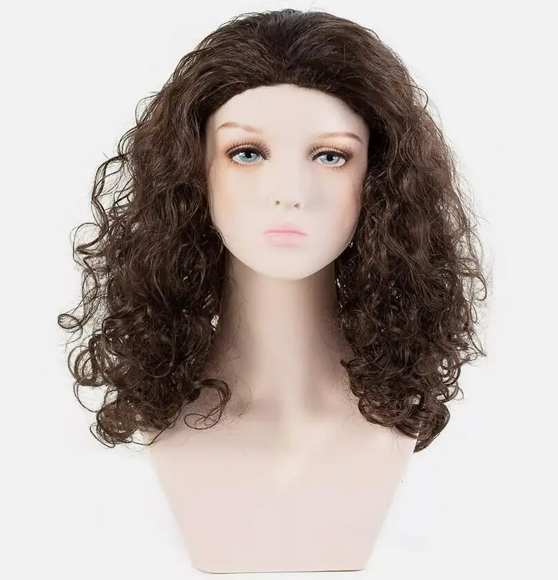 Long Curly Hair Halloween Cosplay Wig (Chocolate Brown Brunette)