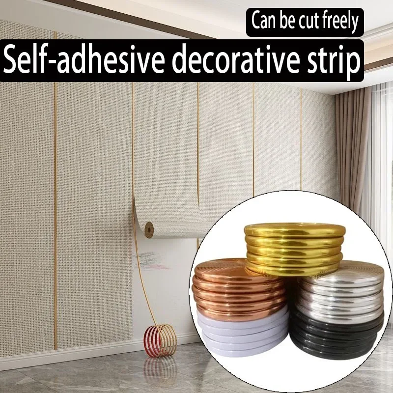 PVC Gold Tape living room wall sticker self adhesive for Background Wall Ceiling Line Decal Furniture Edge Strip home decoration