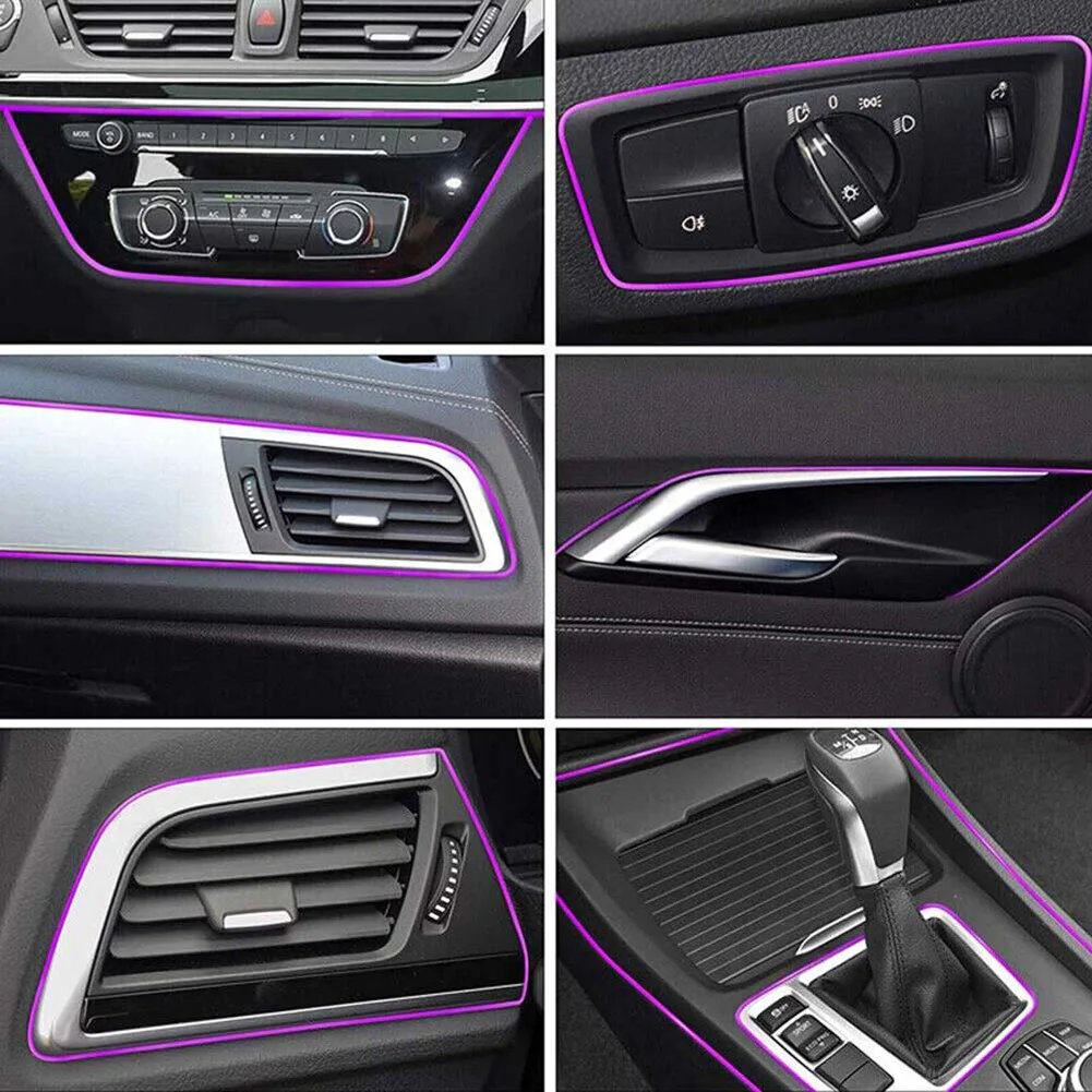 5M Car Molding Line Interior Decor Purple Point Edge Gap Door Panel Accessories Decoration Moulding Trims Strips