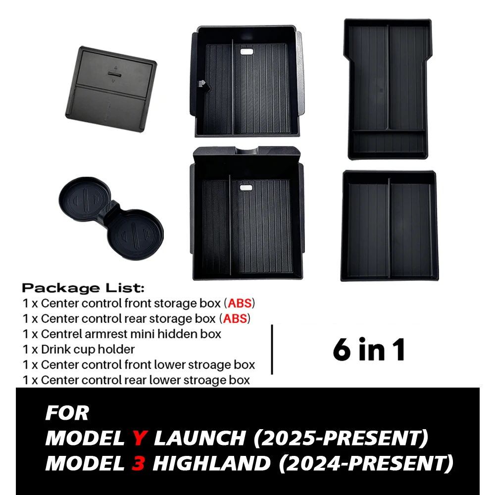 Voor Tesla Nieuwe Model 3 HIGHLAND 2024 2025 Middenconsole Opslag Armsteun Opbergdoos Bovenste & Onderste Massaal accessoires Nieuwe