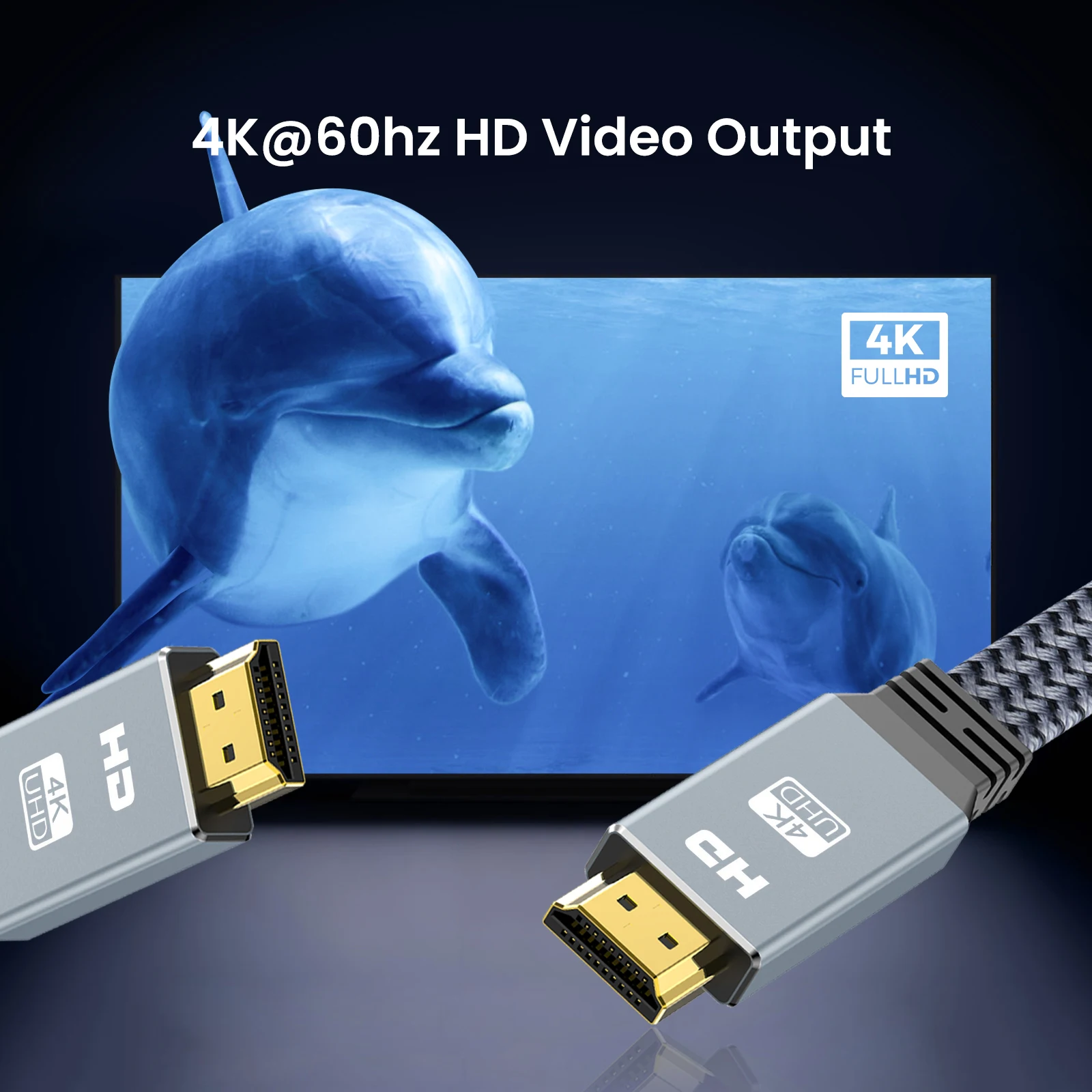 Kabel 4K HDMI płaska Slim 2.0, 18Gbps High Speed, HDMI to HDMI, 4K @ 60Hz, 3D, dla UHD TV, PS4, PS3