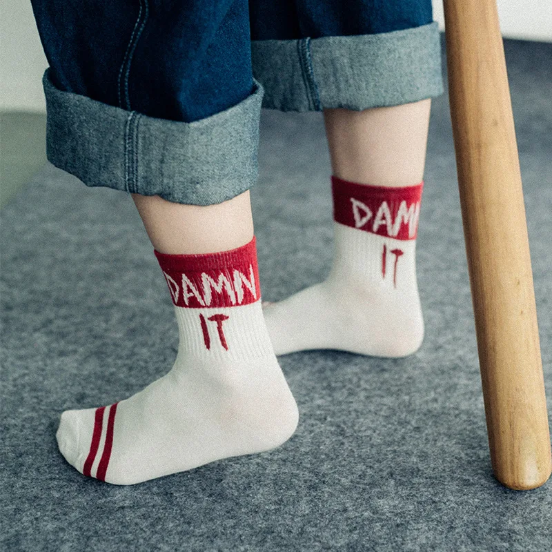 Fashion Letter Ins Harajuku Man Socks Unisex Women Men Hip Hop Street Sports Crew Skateboard Cotton Socks носки