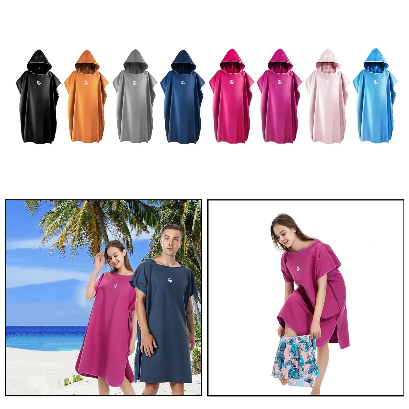 Microfiber Quick Dry Surf Poncho, Manto macio para praia, Mudando Robe Suit