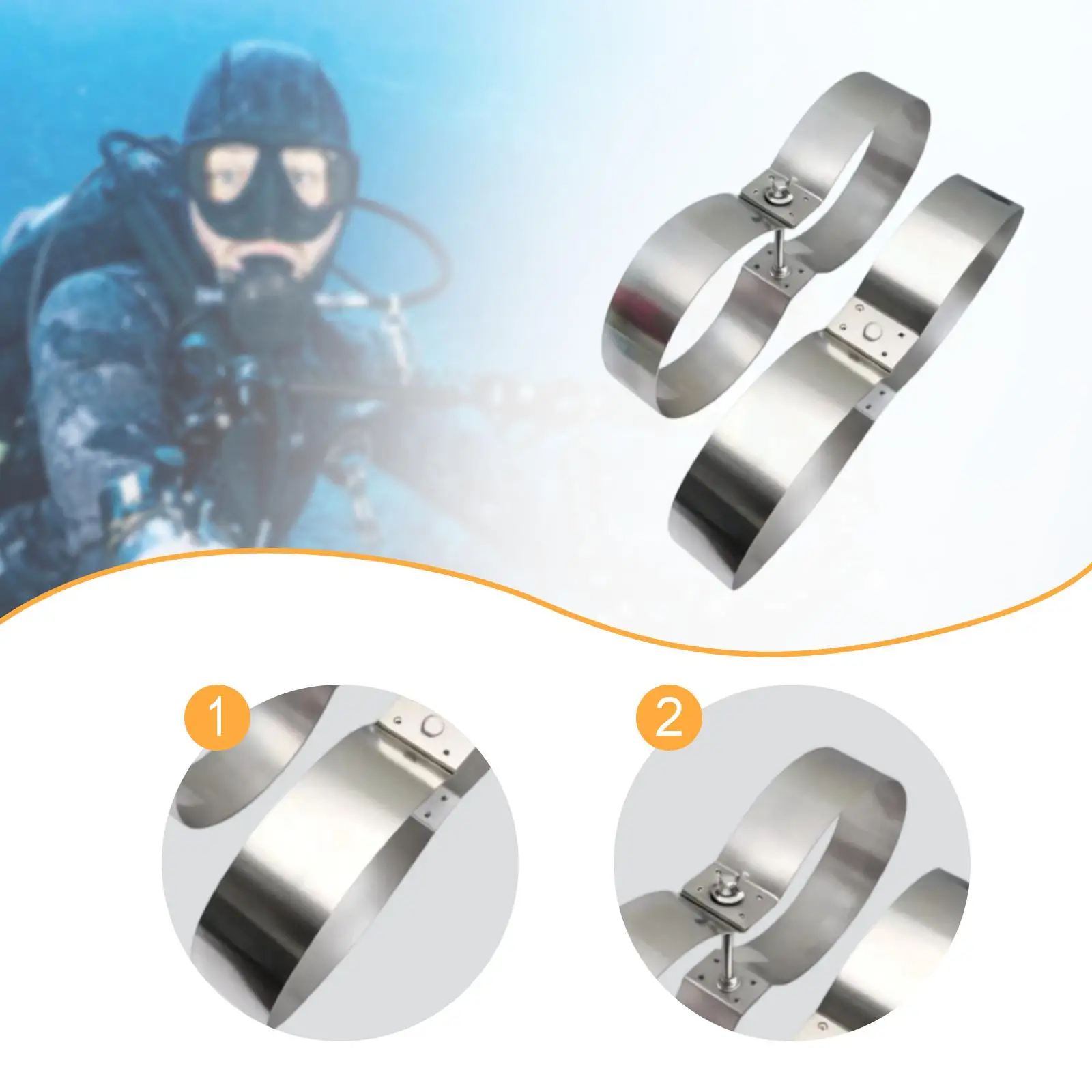 

Multipurpose Diving Tank Cylinder Holder Adjustable Steel Band for Underwater Scuba Dive Equipment Accessories