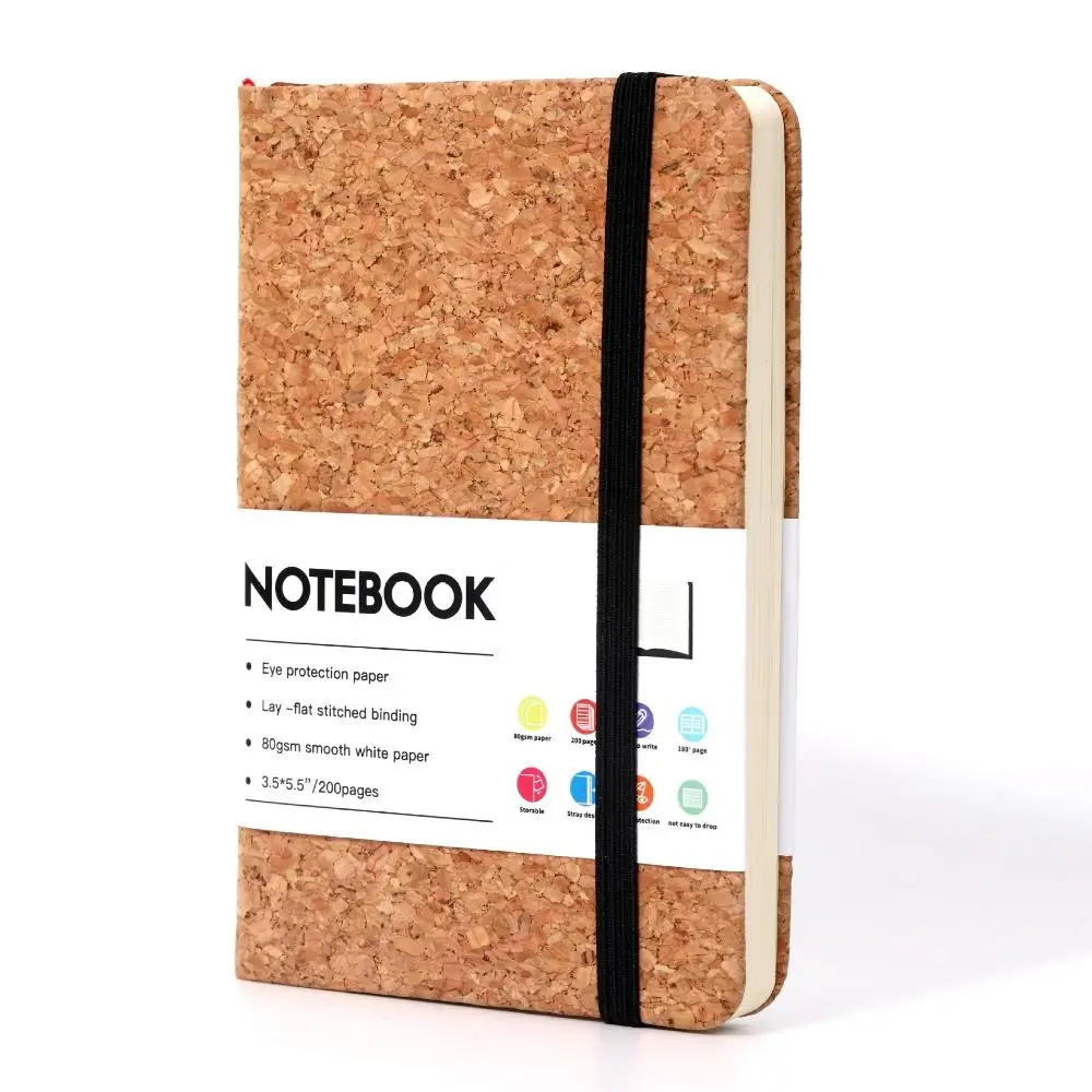 Cuaderno Retro con cubierta de cuero PU A6, patrón impreso, 200 páginas, libretas para estudiantes, libro de escritura portátil resistente al desgaste, diario para estudiantes