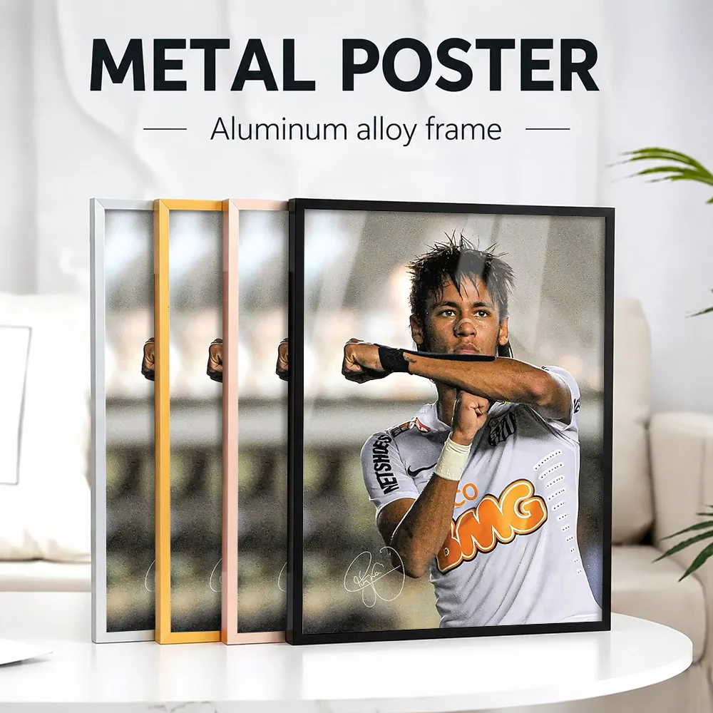 Neymar Jr. Celebration Framed Aluminum Metal Poster Customized Photo Victory Style Wall Art For Teen Bedroom Football Fan Gift
