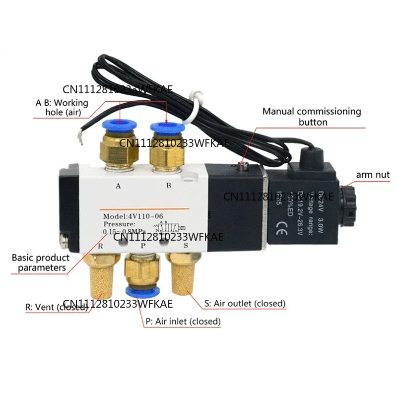 Solenoid Valve Multi-way Combination 4V110-06 Manifold Stations DC12V 24V AC220V With Fittings 5 port 2 position Solenoid Valves