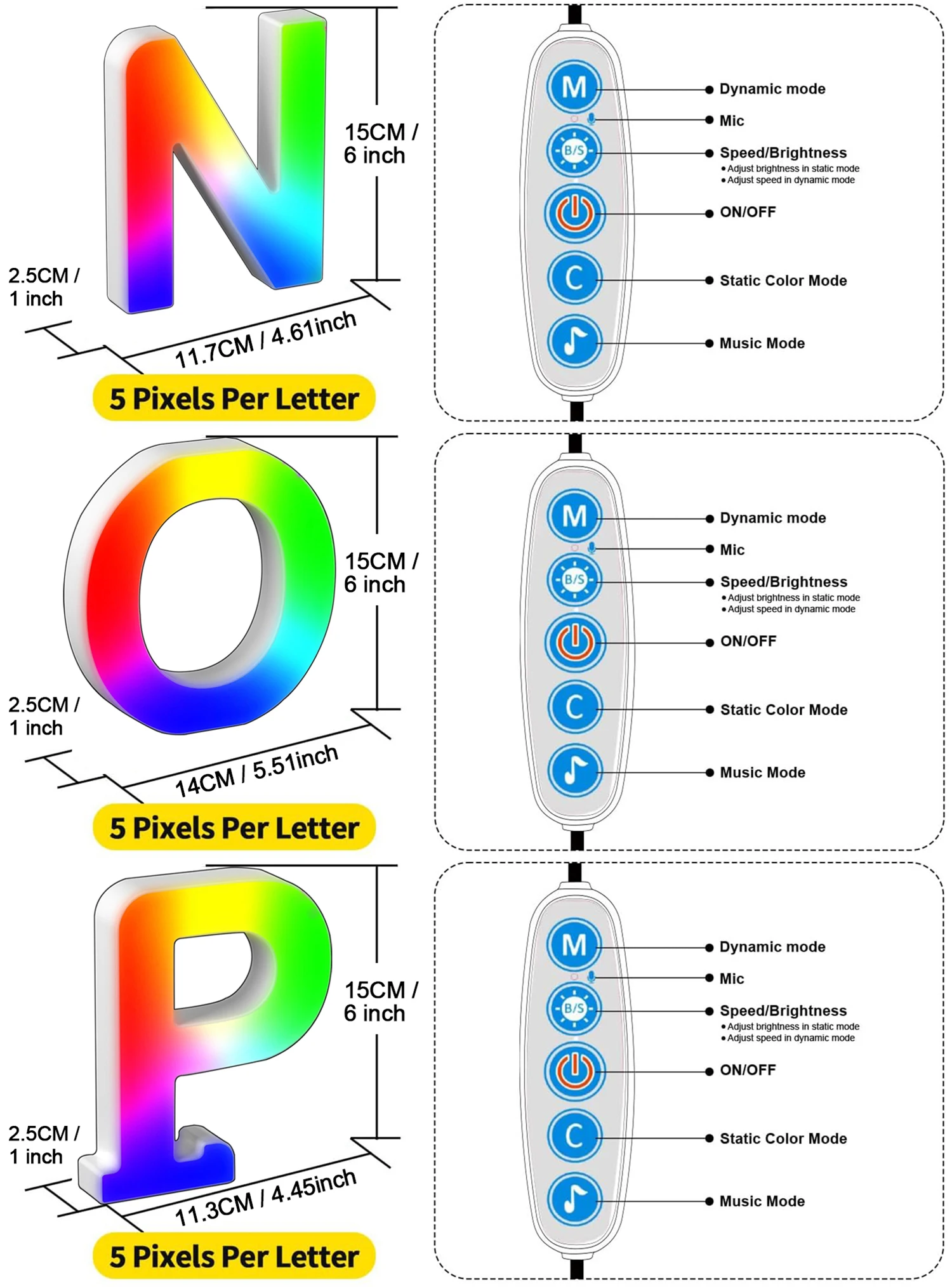 1PC Smart LED Letter Light - DIY RGB Marquee App Control Music Sync Indoor Sign Game Holiday Party Wedding Graduation Season A-Z