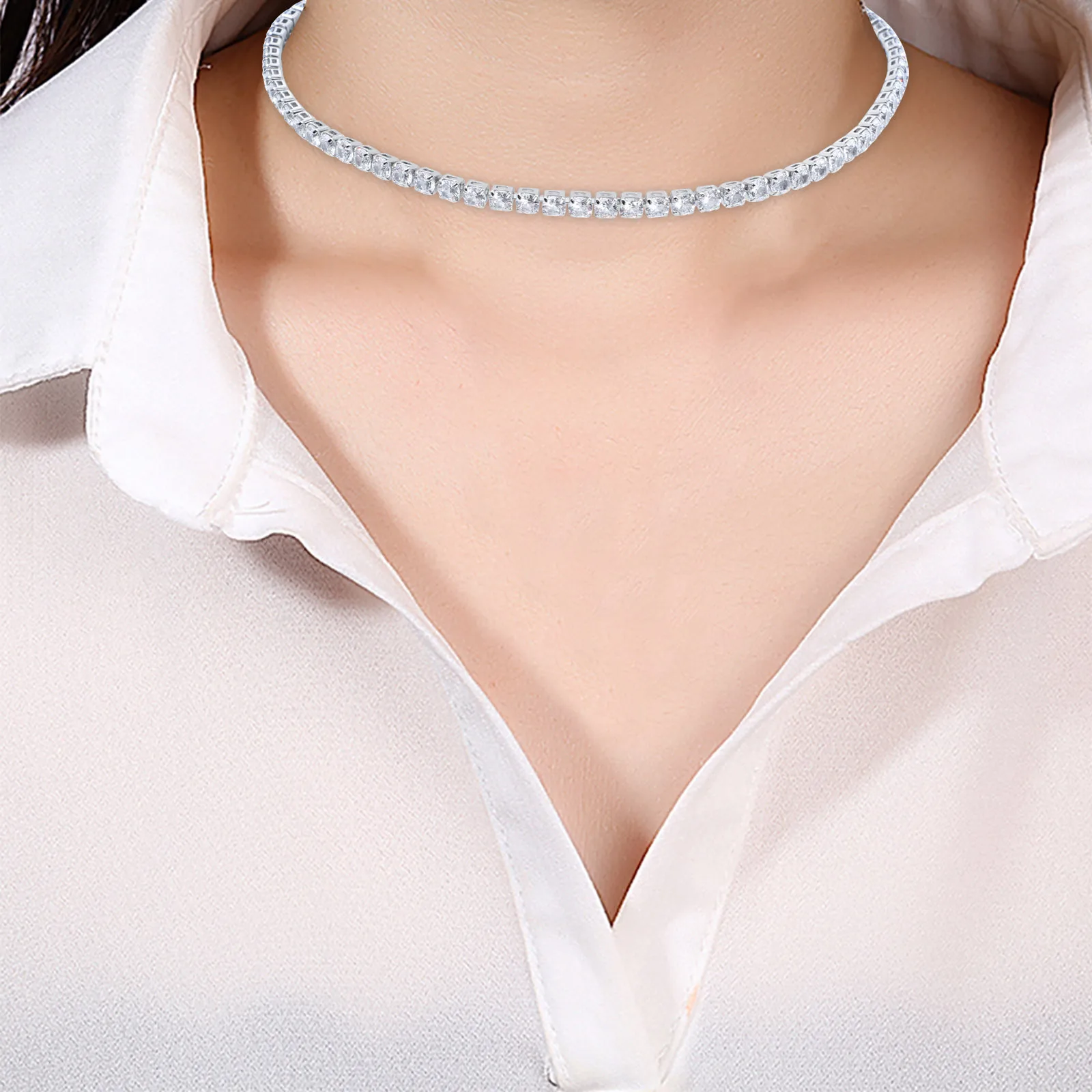 

Women Zircon Necklace Clavicle Accessory Romantic Pendant for Lover Gift Wedding Anniversary Birthday Valentine Day Present