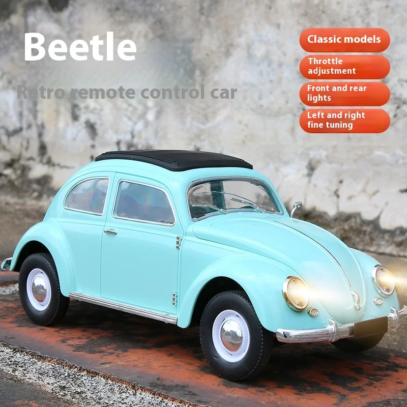 New Wpl Retro Simulation Beetle Lamp Remote Control Car Drift Sports Car Model Toy Boy Birthday Gift Car Ornament Collectibles