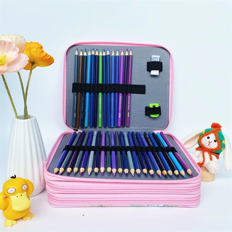 Imagem -03 - Grande Capacidade Pencil Case Material Escolar Estética Pen Bolsa Compartimento Papelaria Art Box Organizer 120 Slots 200 Slots