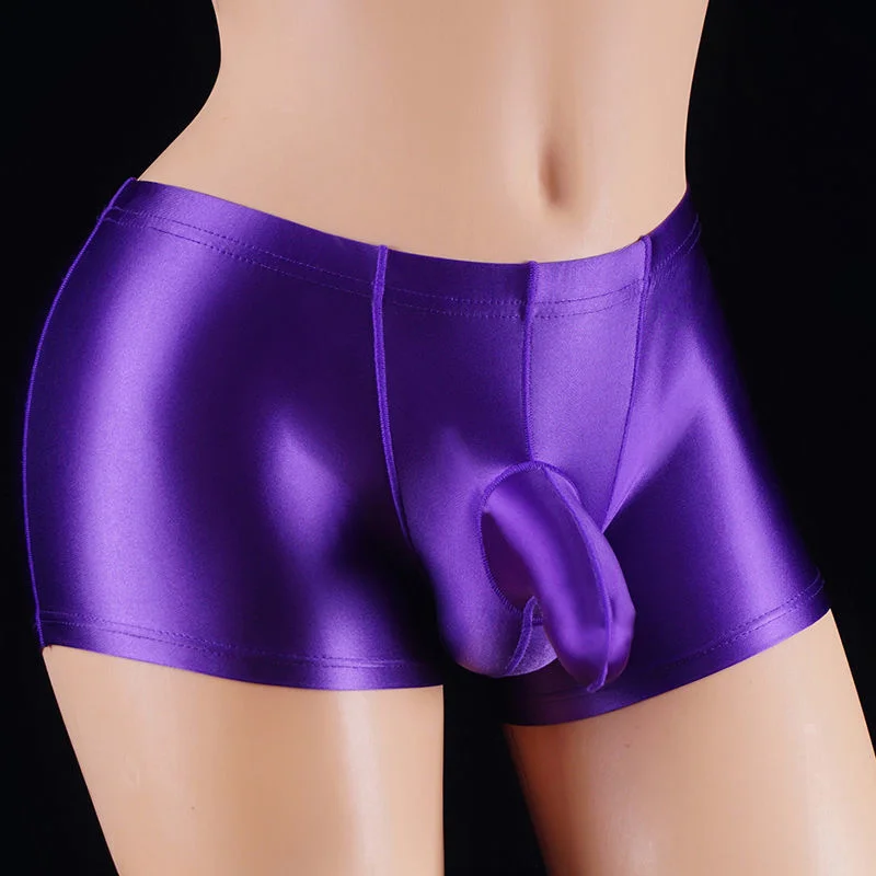 Glossy Satin Mens Sexy Underwear Short Panties Male Plus Size Briefs Lingeries Bottoms