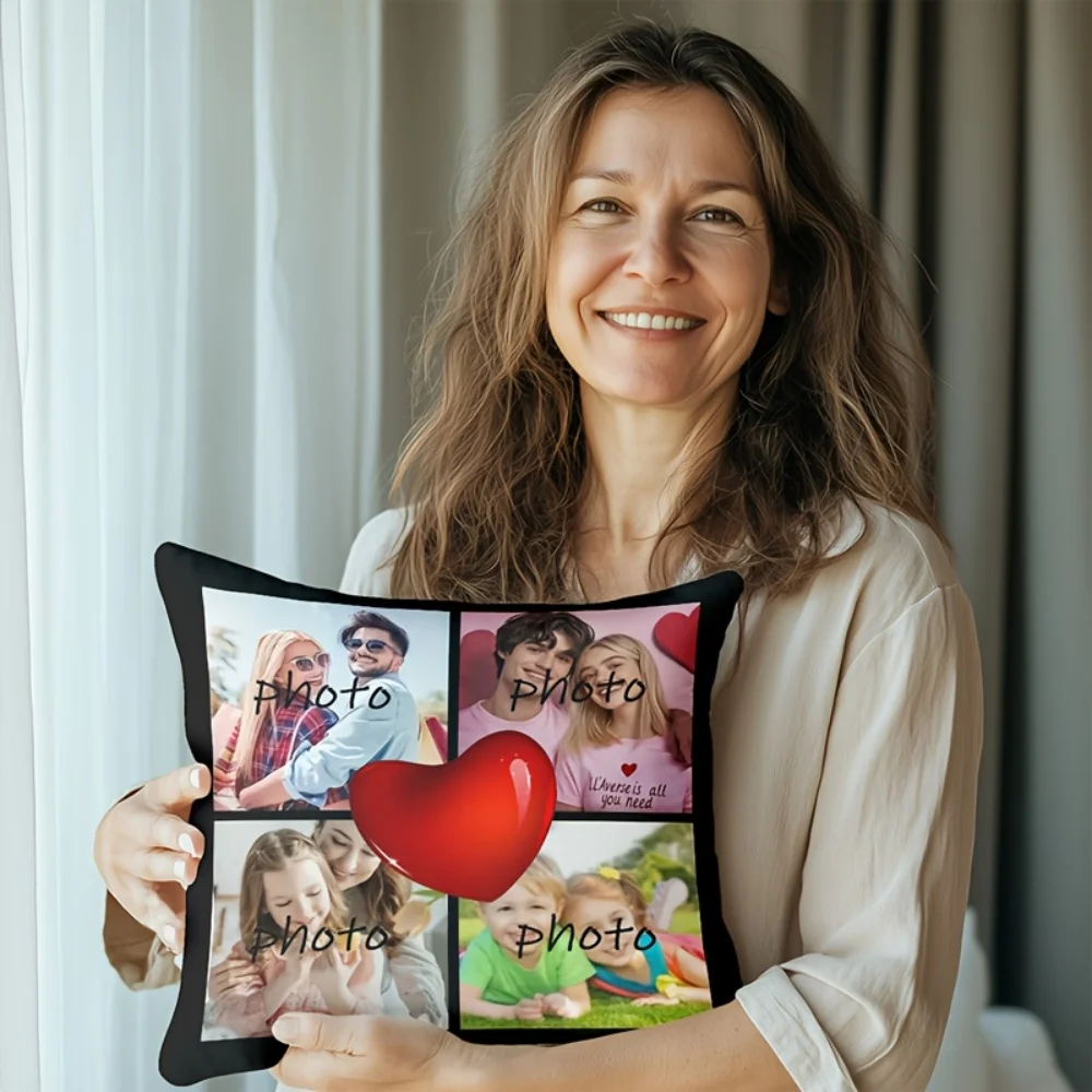 1PC 2D Custom Photo Throw Pillow, Double Sided Printing DIY Personalized Picture Cushion, Customized Decor Cushion Gift