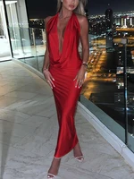Dulzura-vestido Midi con espalda descubierta y cuello Halter para mujer, vestido Sexy ajustado para fiesta, trajes elegantes, ropa de noche y cumpleaños Y2K 2024