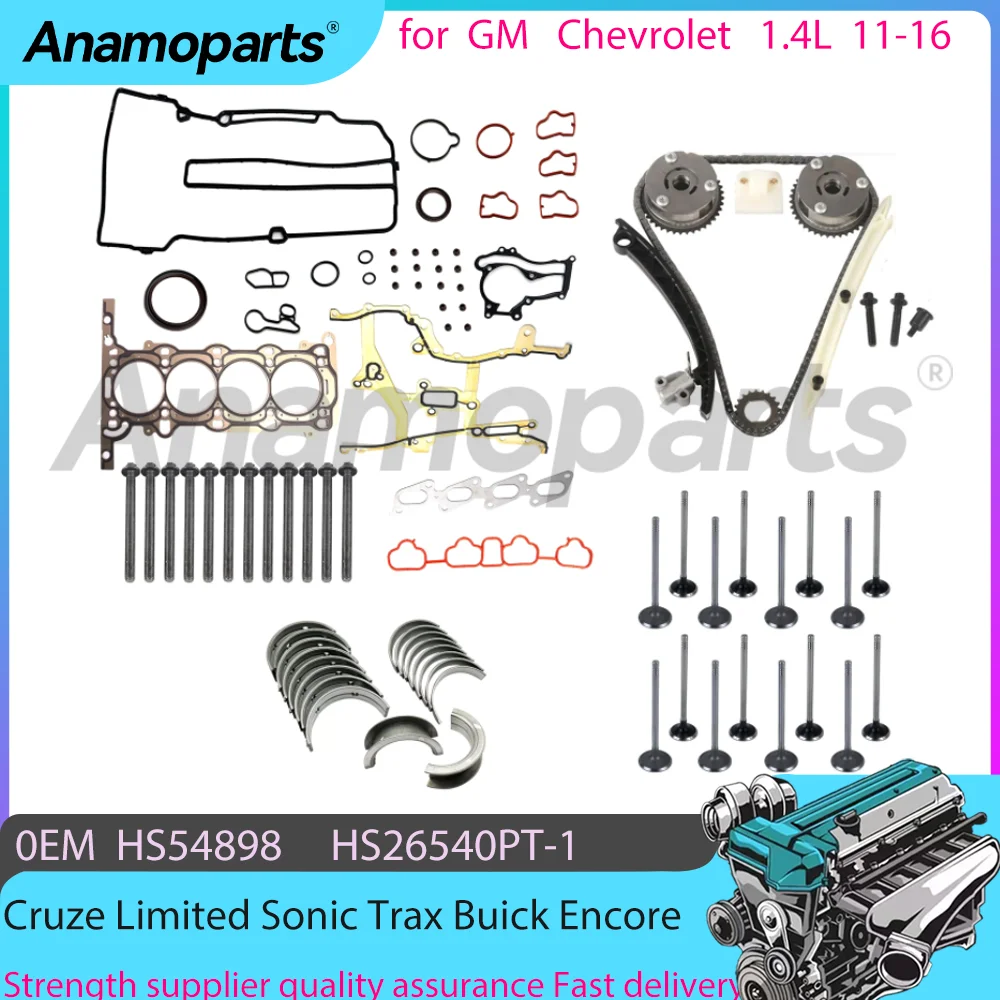 Engine Full gasket repair set Timing chain vvt kit  for GM 11-16 Chevrolet Cruze Trax Buick Encore 1.4L 1.4T Turbo DOHC HS54898