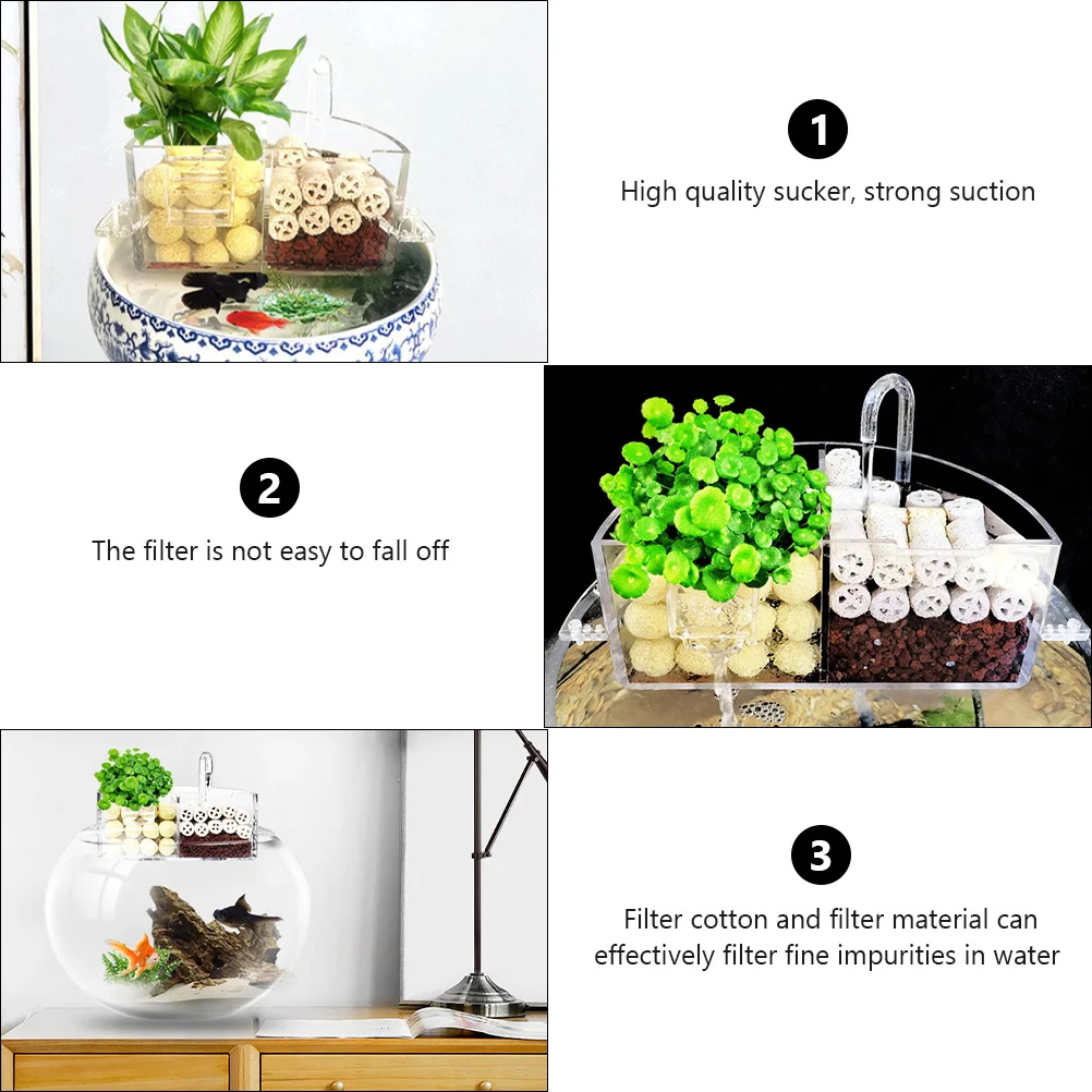 

1Pcs Silent 3 in 1 Aquarium Filter Fish Tank Oxygen Water Pump Internal Corner Filter Multilayer Filtration Cotton