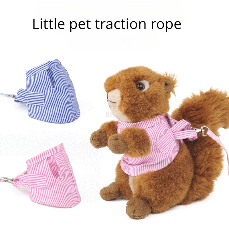 Small Pet Legs Chest Back Traction Rope Squirrel Guinea Pig Striped Chest Strap Squirrel External Traction Rope Set Tight Corset