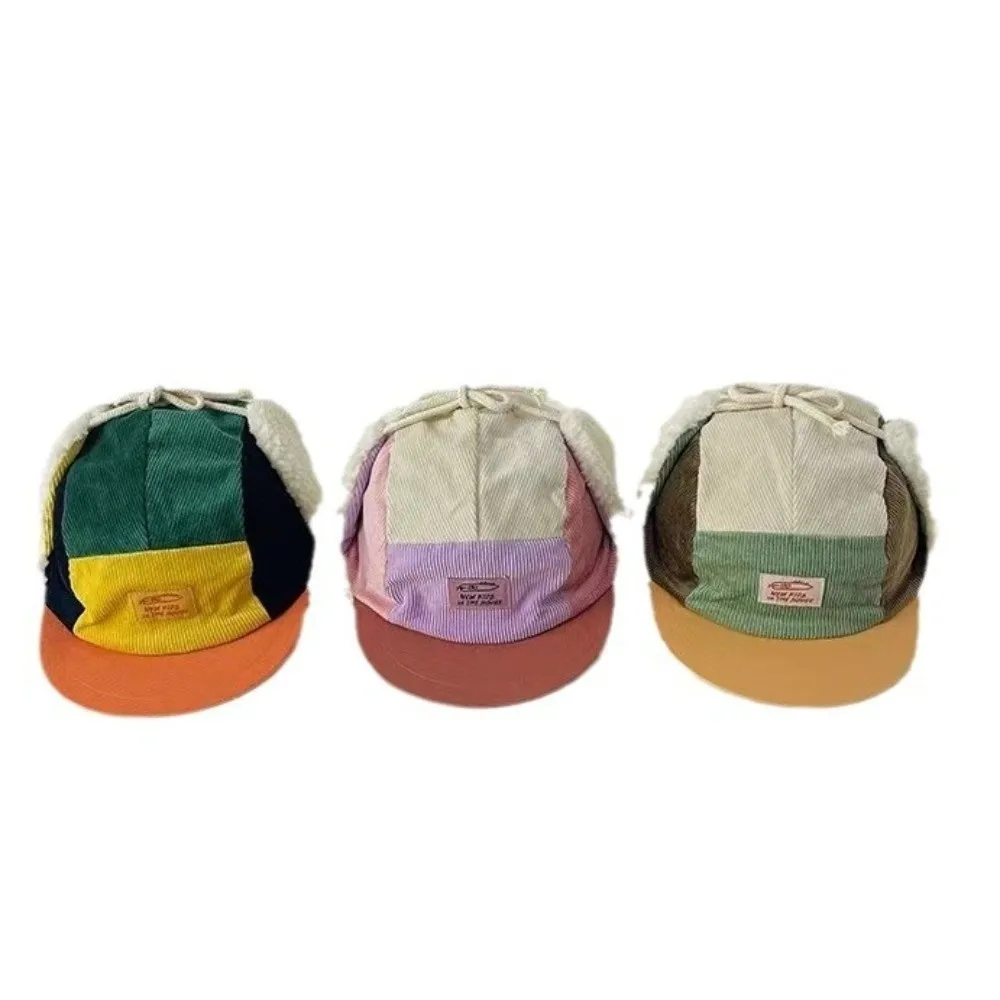 bone-infantil-de-corduroy-com-patchwork-quente-e-a-prova-de-vento-com-protetores-de-orelha-em-sherpa-ideal-para-inverno