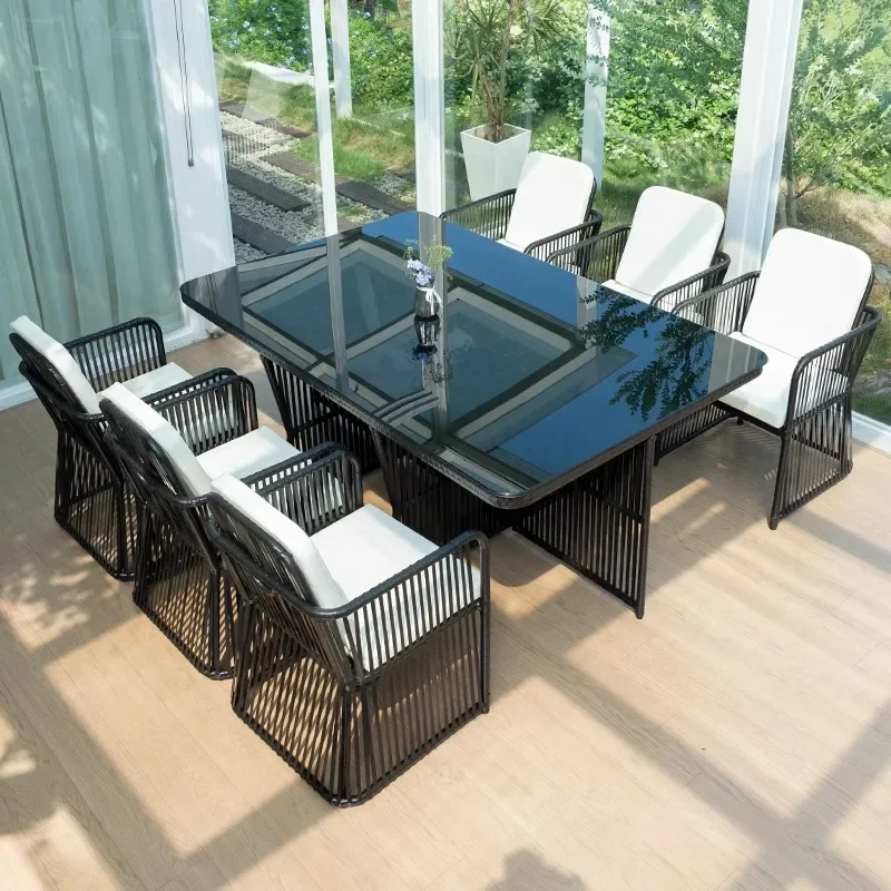 

Outdoor table and chair courtyard leisure rattan table and chair combination open-air terrace garden outdoor