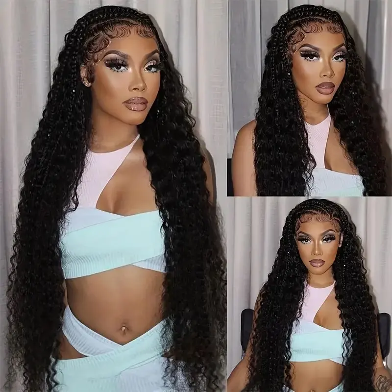 Rosabeauty 13X4 250 Density Deep Wave 13x6 Lace Front Human Hair Wig 40Inch Preplucked Glueless Ready To Go Curly Wig  For Women