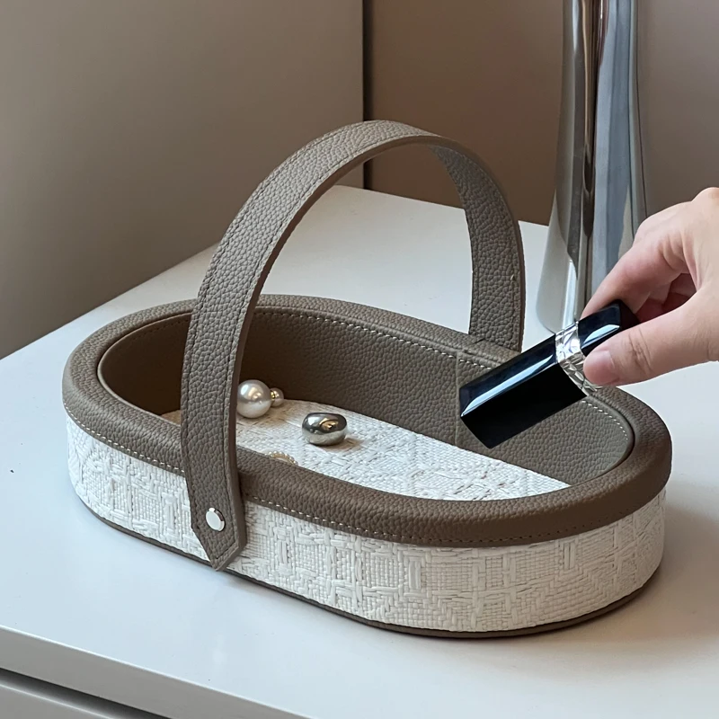 french-retro-luxury-leather-storage-tray-desktop-living-room-key-lipstick-storage-box-handle-desktop-organizing-box-home-decor