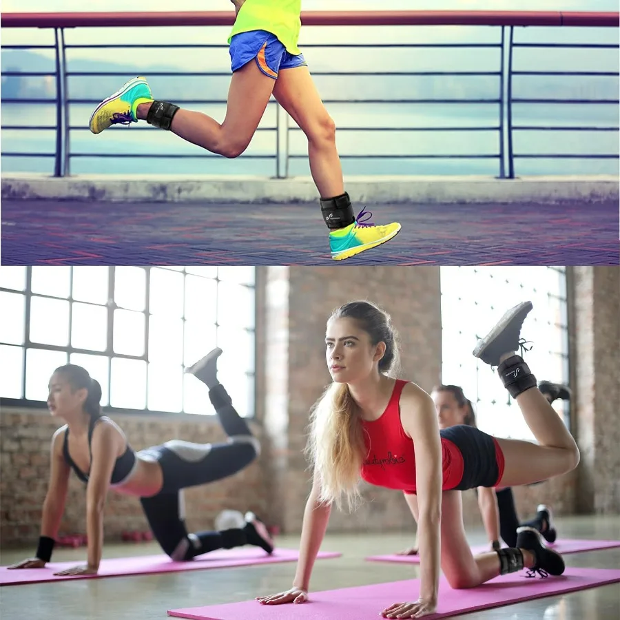 زوج من أوزان الكاحل قابلة للتعديل بوزن 6.5 رطل للرجال والنساء: مثالية لليوجا والمشي والجري والتمارين الرياضية والتدريبات البدنية