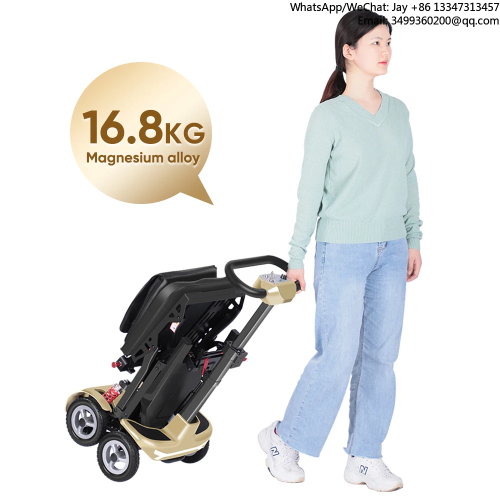 

Ультралегкий магниевый 4-колесный скутер для людей с ограниченными возможностями, портативный, самоскладывающийся, для пожилых людей