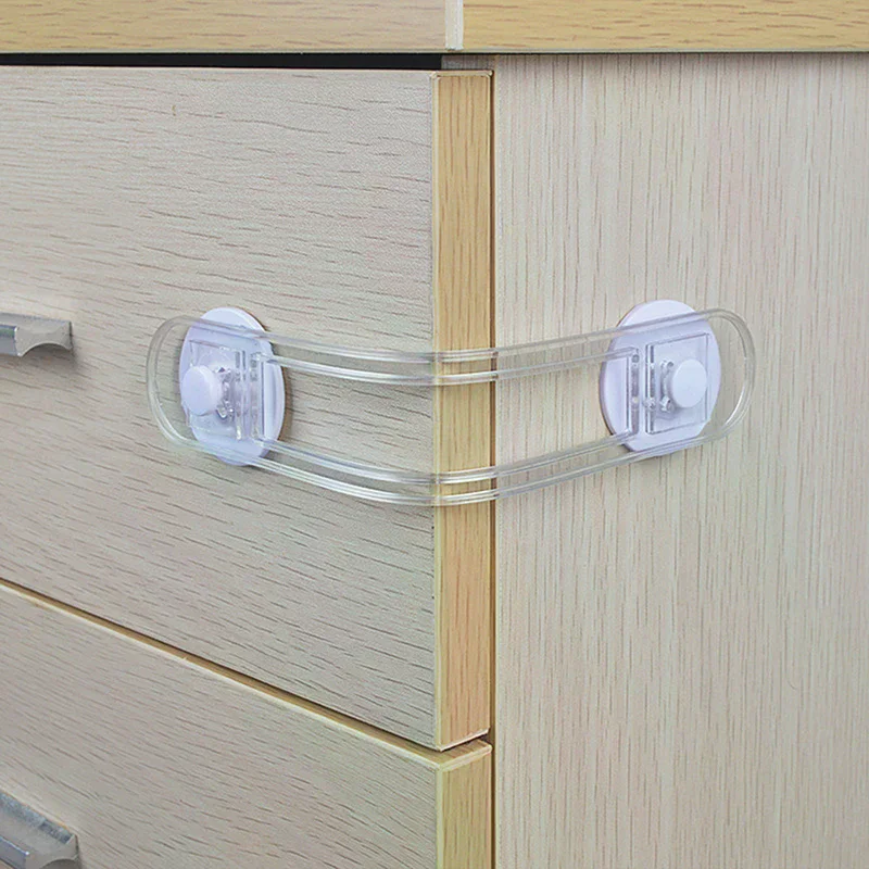 5pcs Multi-functional Baby Child Safety Lock Drawer Refrigerator Lock Transparent Anti-Opening Soft Strap Safety Lock