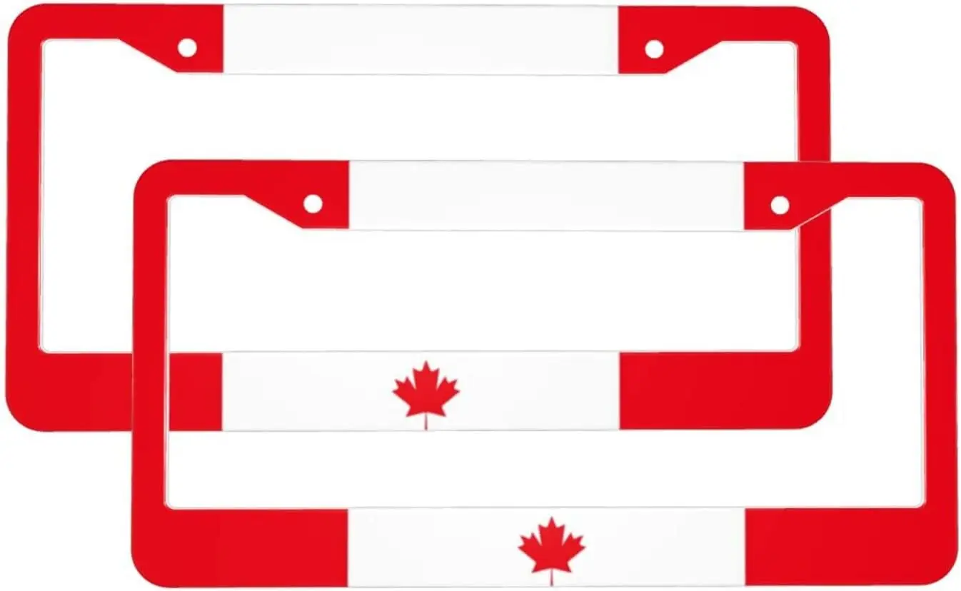 

Canada Flag License Plate Frame 2 Pack Red Maple Leaf Canadian Flag License Plate Cover Frames Patriotic Car Tag Frame Standard