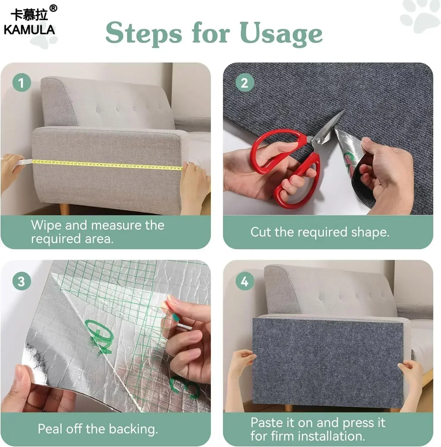 Katzenkratzmatte, selbstklebend, zuschneidbar, DIY, Katzenwand, Kletterteppich, Katzenkratzer, Möbelschutz für Couch, Wandecke – Detail 10