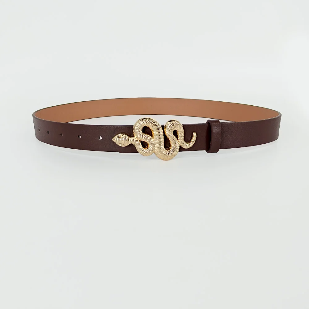 حار بيع جديد أزياء الأفعى حزام مشبك مع بو حزام جلد للنساء اللباس مصمم الأحزمة السوداء نمط الغربية خمر للفتيات