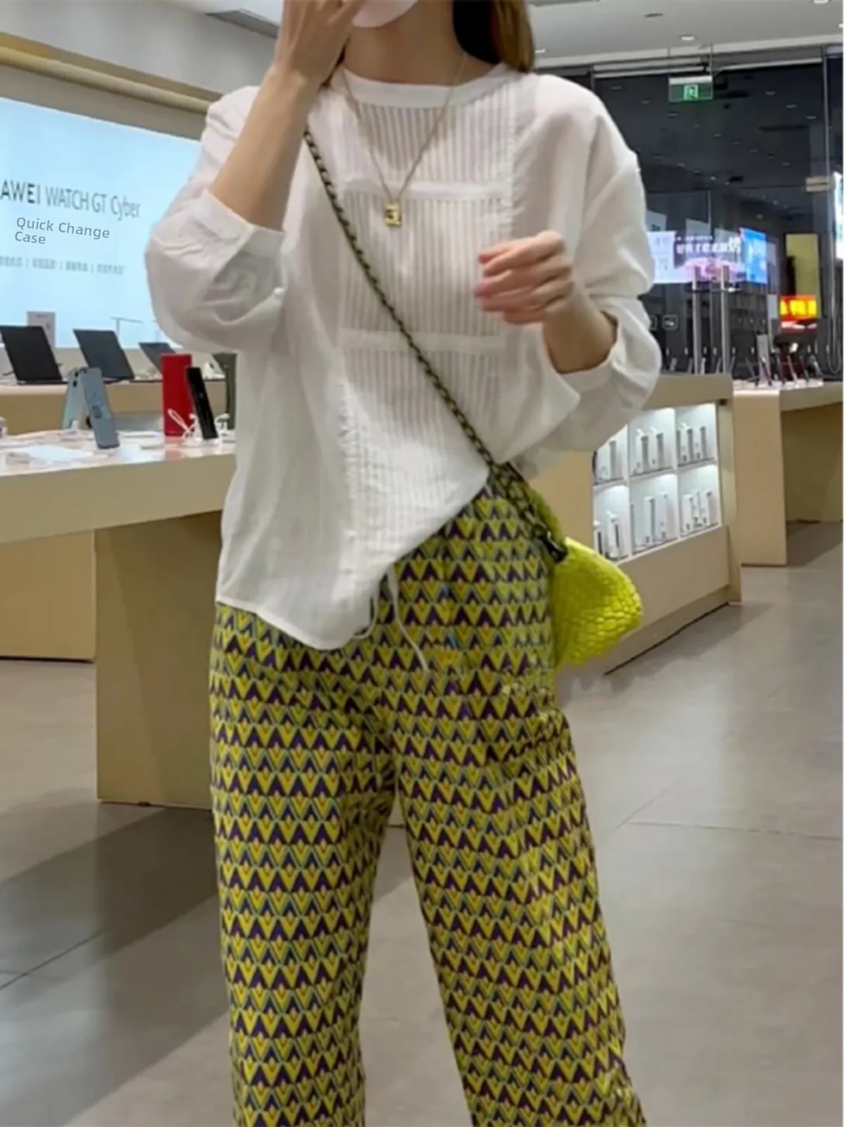 Summer Casual Floral Print Straight Leg Nine-Piece Pants Women's High Waist Korean Sle Commute ket Detail Thin Fabric