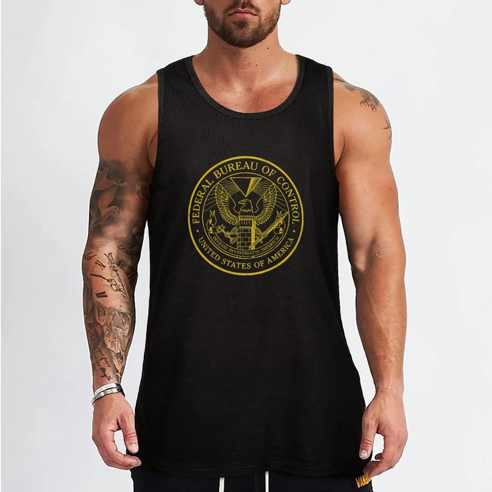 Federal Bureau of Control Control Game Logo Distressed Logo Tank Top summer 2024 sports t-shirts for men T-shirt for fitness