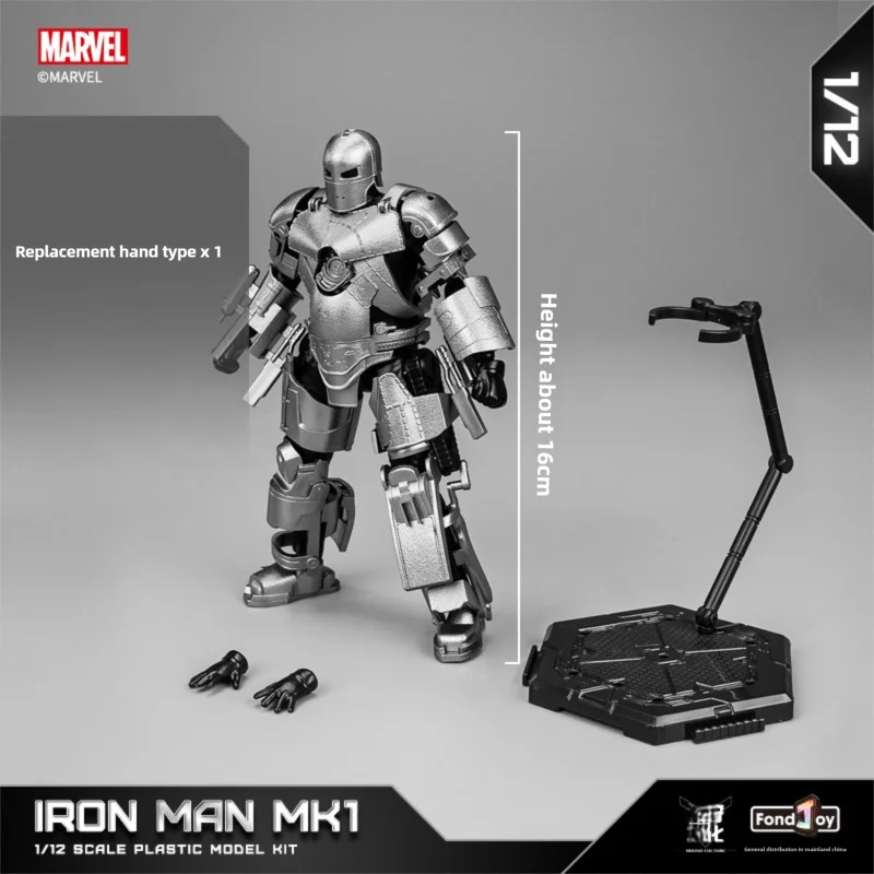 Marvel Iron Man MK1 1/12 figuras de acción Fondjoy montar juguete de primera generación Iron Man Material ABS juguete regalos de cumpleaños para niños