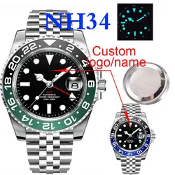 Nuovi uomini personalizzati Corgeut Logo orologio da polso meccanico luminoso GMT orologio NH34 movimento vetro zaffiro 10Bar orologio maschile Reloj Hombre