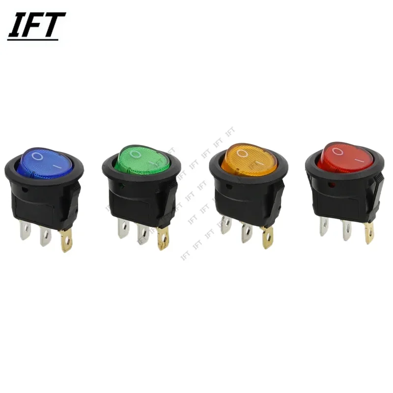 10Pcs KCD1 12V 20A / 220v 10A ON/OFF 20mm Round Rocker Switch LED illuminated Car Dashboard Dash Boat Van With light