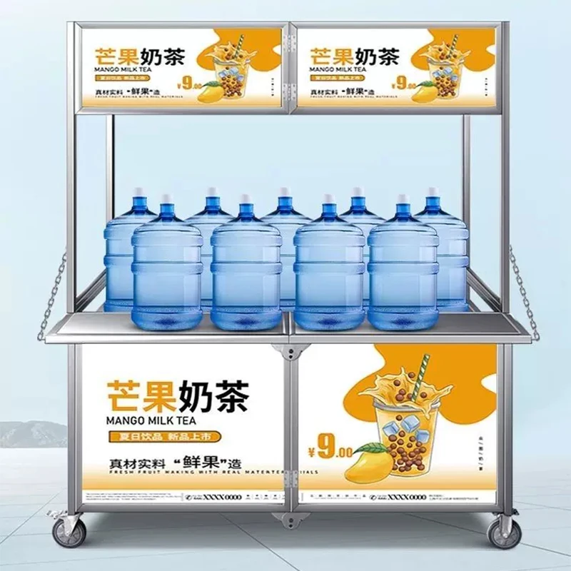 

Commercial Stainless Steel Folding Food Cart, Mobile Outdoor Stall, Night Market Cart, Multifunctional Food Truck(Customized)