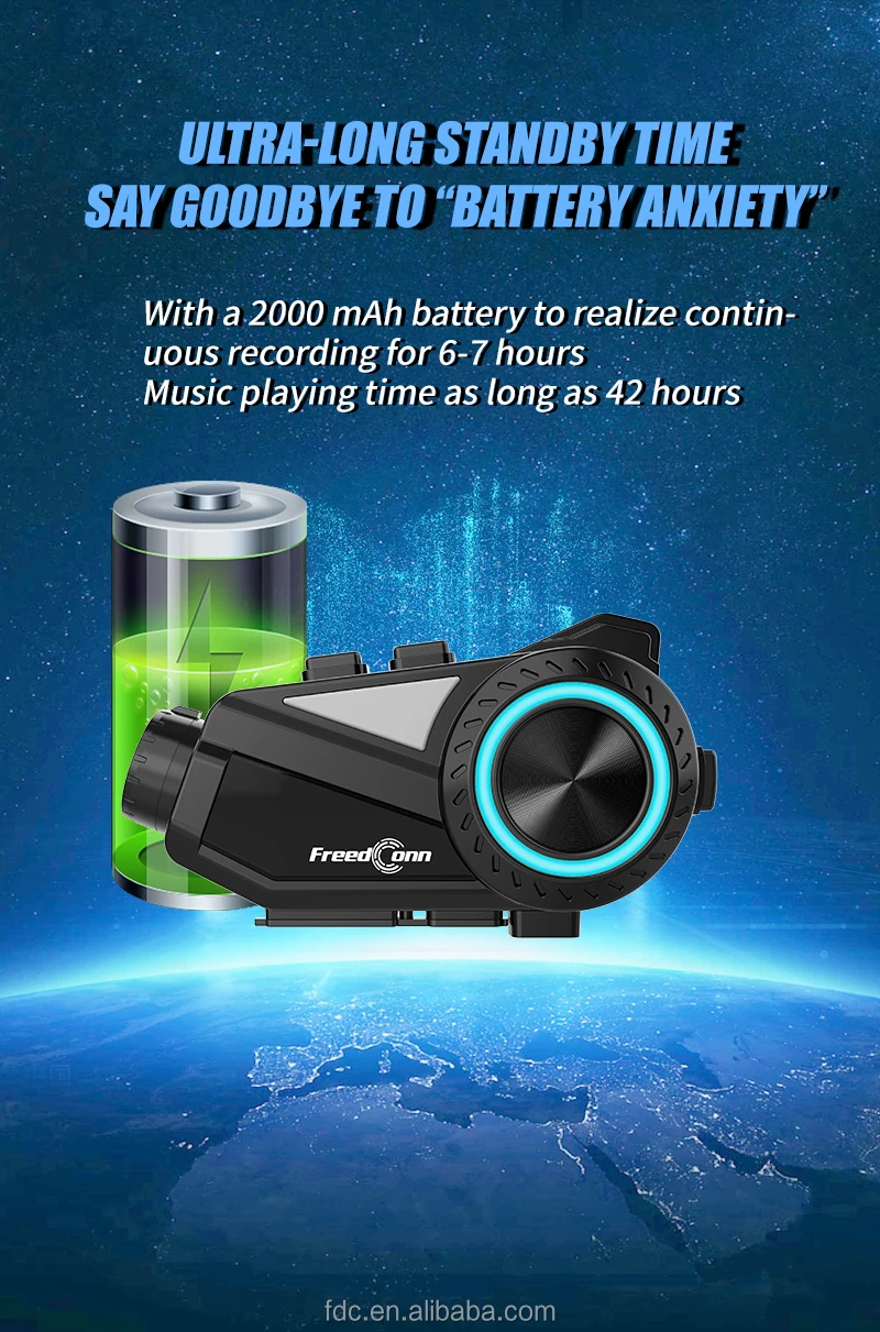 FreedConn R3 Pro Group Headset mit Bluetooth One Key Switch Geräuschunterdrückung für Bluetooth-Recorder