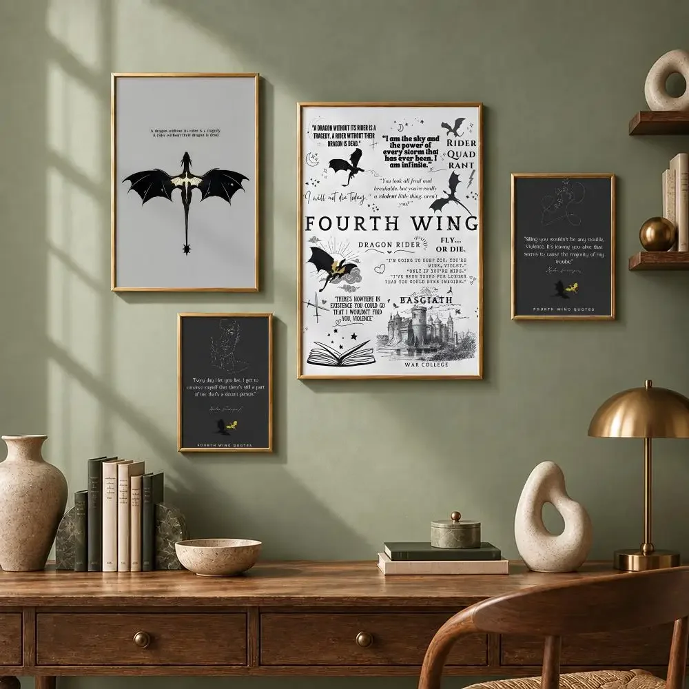Fantasy Novel F-Fourth WingS Poster HD Self-Adhesive No Residue After Removal Ideal for All Kinds of Wall Decor