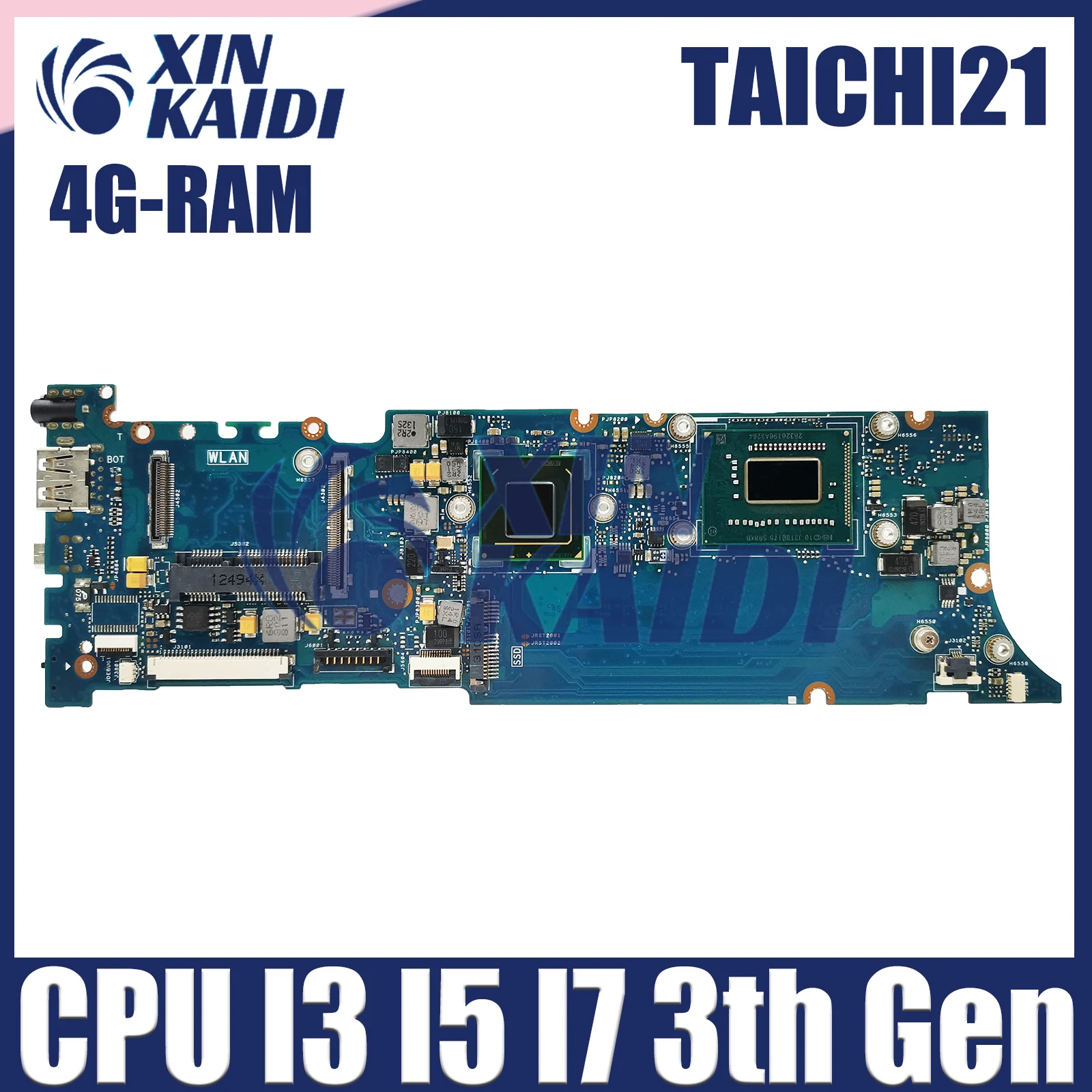 Notebook TAICHI21 Mainboard For ASUS TAICHI 21 Laptop Motherboard With I3-3217U CPU 4GB RAM