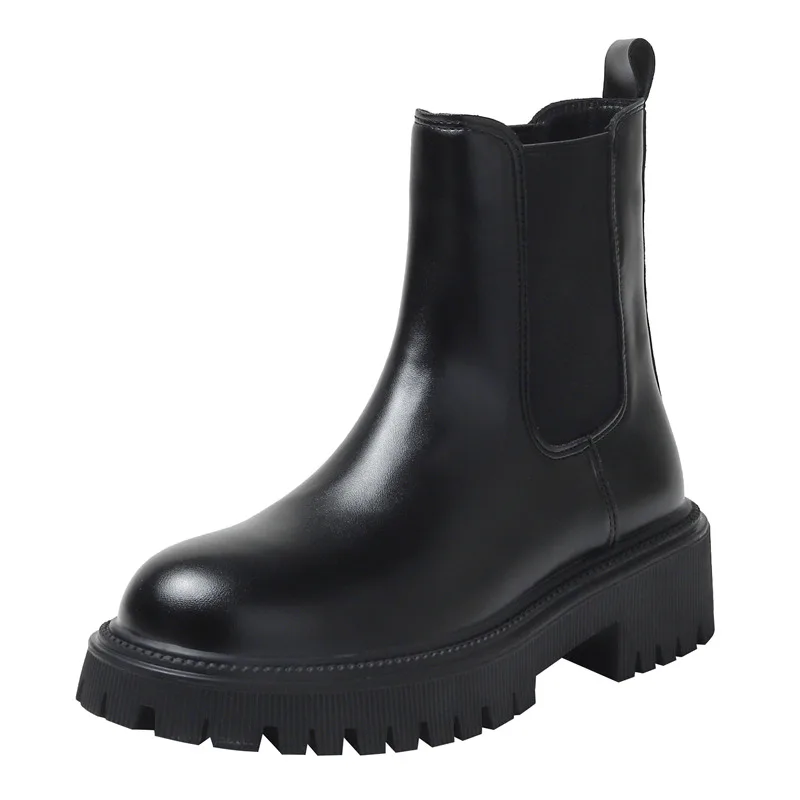 أحذية مارتن من الجلد الطبيعي للنساء، أحذية تشيلسي قصيرة ذات قاعدة سميكة من الصوف للخريف والشتاء، أحذية نسائية صغيرة الحجم على... #1