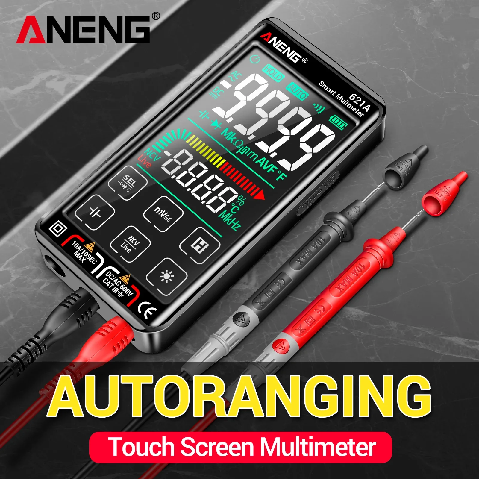 

Intelligent anti burn ANENG 621A digital multimeter 9999 count NCV induction pen electrician maintenance household multimeter
