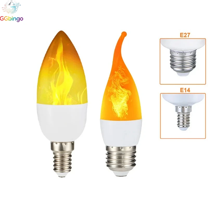 LED Flame Light Bulb Flame Lamp Party LED Flame Effect Light Simulation Fire Lights Bulb KTV Festival Garden Decor Lighting