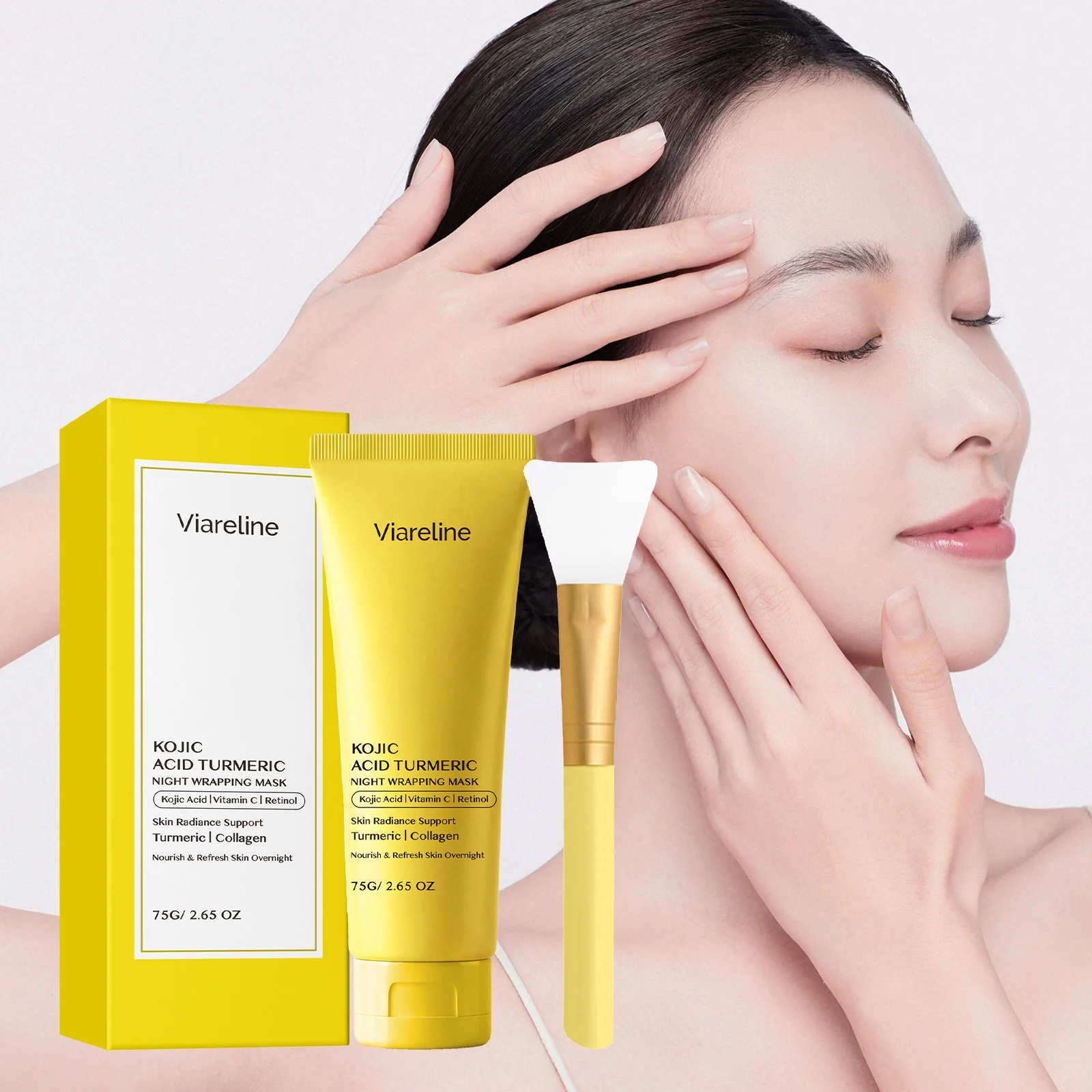 Peel Off Brighten Mask Collagen Kojic Acid Turmeric Cleans Blackhead Control Oil Smooth Shrink Pore Nourishing Night Moisturizer