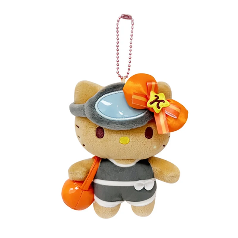 سانريو مرحبا كيتي أفخم المفاتيح لطيف أنيمي الكرتون أفخم سلسلة معلقة الحيوانات اللعب دمية على ظهره كيرينغ قلادة الفتيات الهدايا