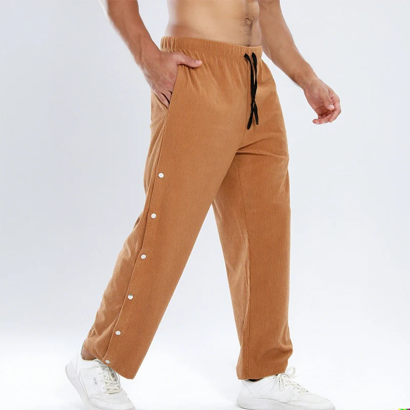 

New spring and autumn men's corduroy American retro vertical striped loose button-down casual pants, versatile long pants