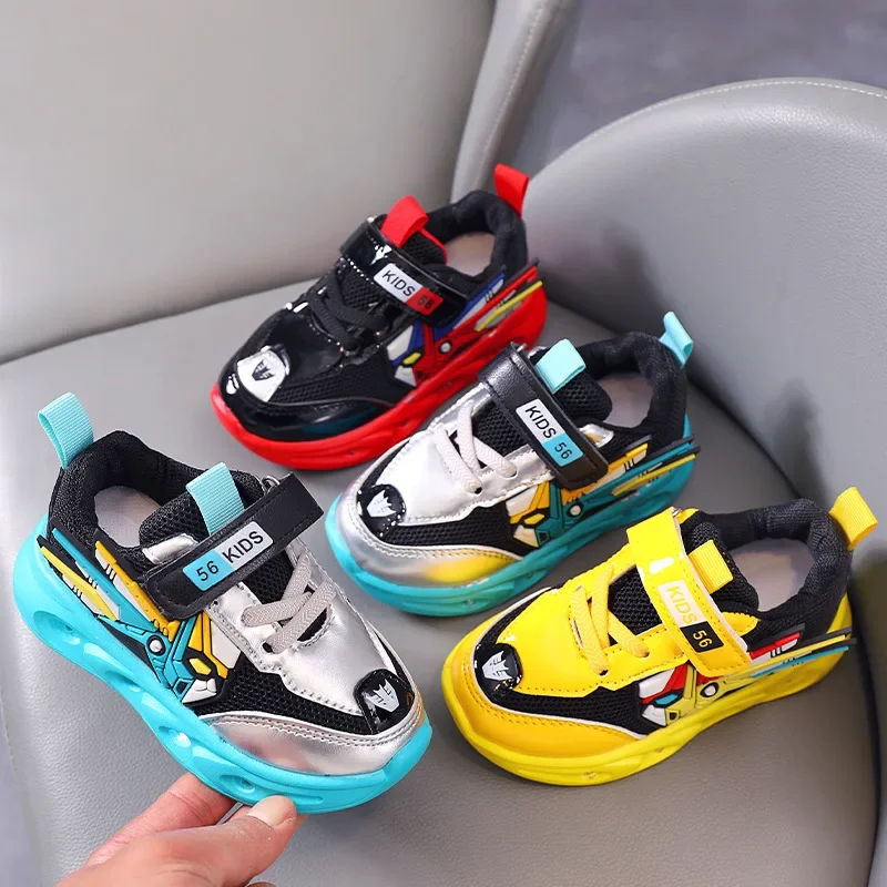 2024 Spring New Children\'s Sports Shoes Boys\' LED Light Shoes 1-6 Year Old Mesh Breathable Luminous Kids Sneakers