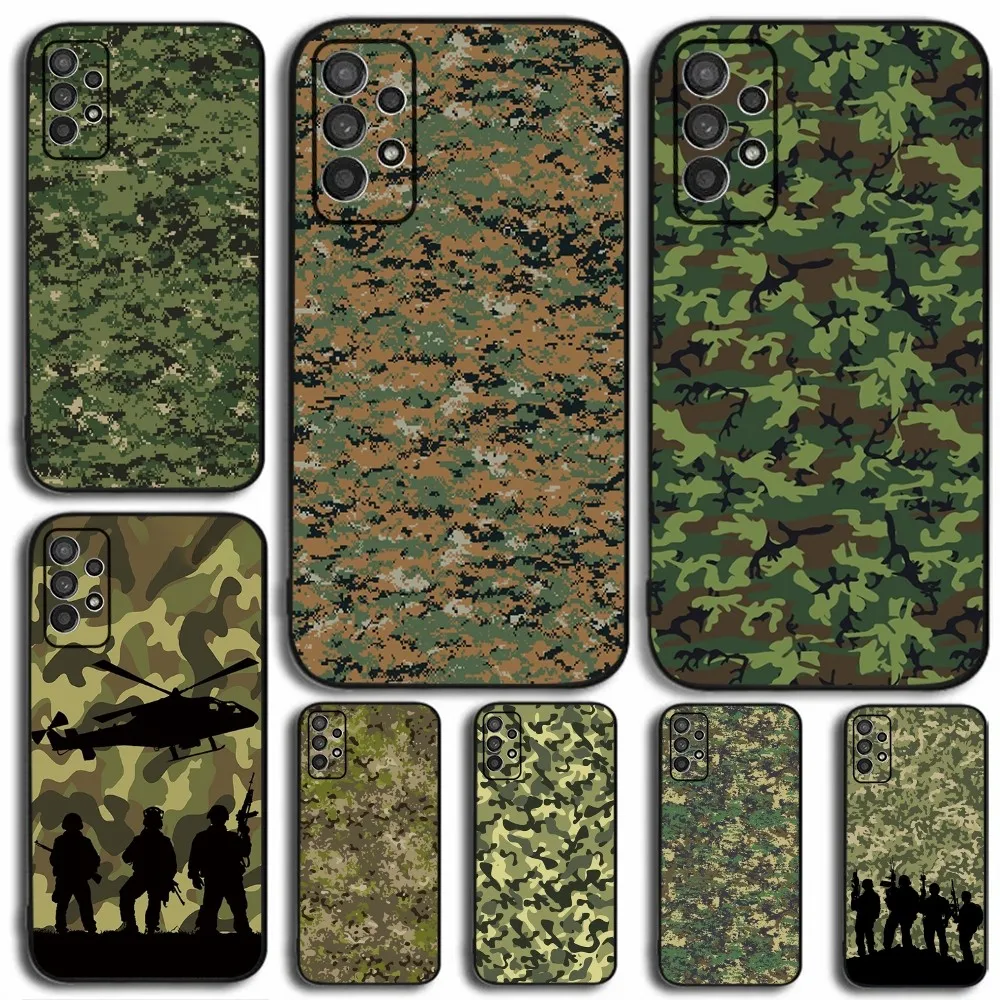 Camouflage Military Phone Case For Samsung Galaxy A13,A21s,A22,A31,A32,A52,A53,A71,A80,A91 Soft Black Cover