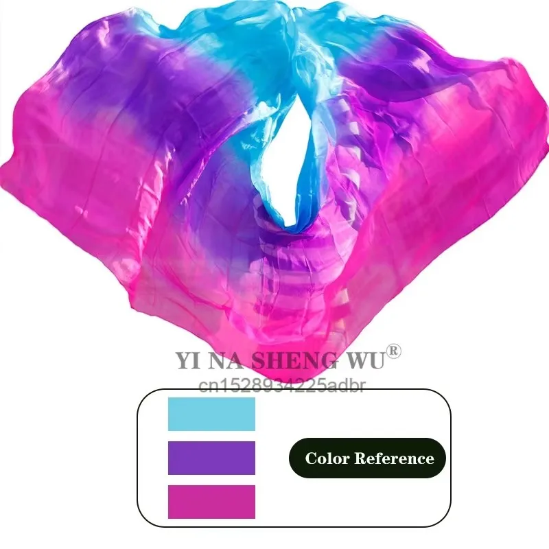 100% xale de seda para dança do ventre xales dança do ventre lenços de véu de seda rosto personalizado lenço lançado cor gradiente branco laranja