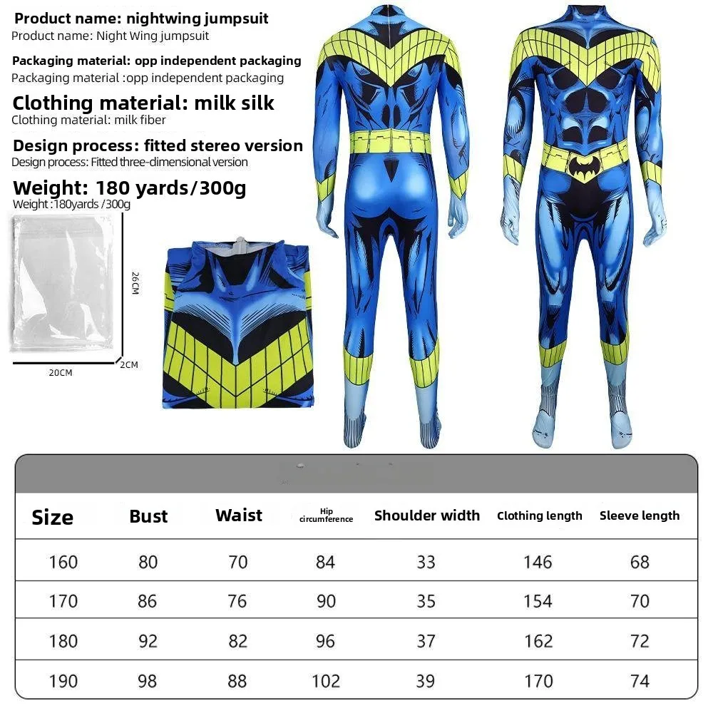 

Robin Baan Gote Nightwing Косплей Костюм Сценическое представление Хэллоуин Ролевая одежда для взрослых Традиционный китайский фестиваль